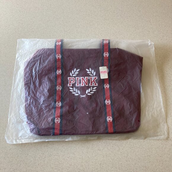Victoria's Secret PINK Burgundy Logo Duffle Weekender Bag. NWT - Picture 2 of 16